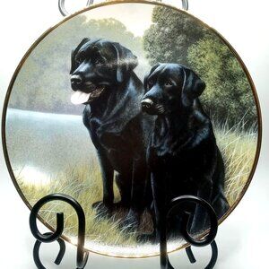 Franklin Mint Sporting Companions Plate By Nigel Hemming Black Labrador Retriers